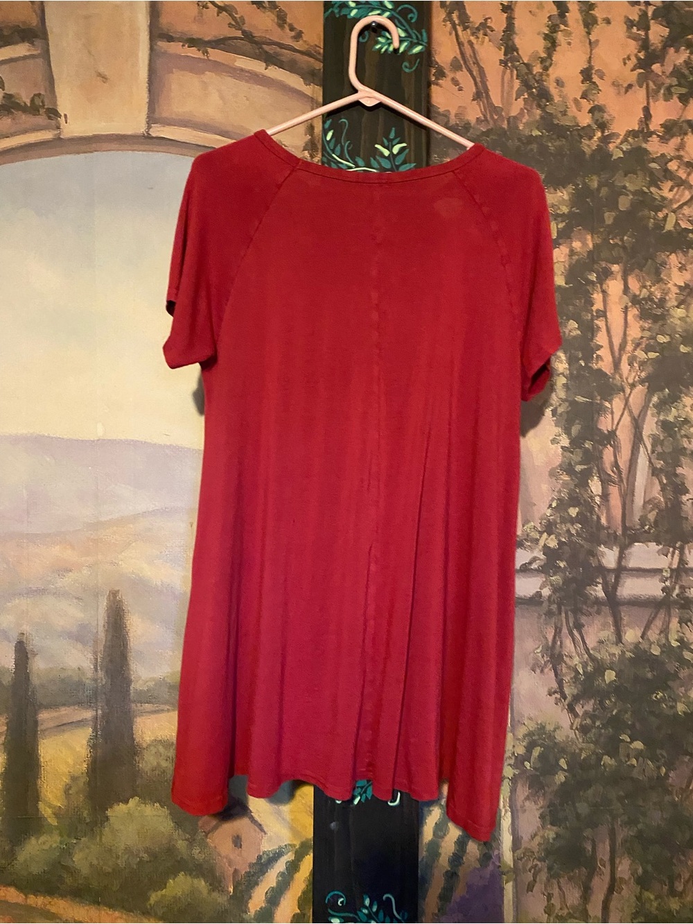 Red Lattice Accent Tunic Top - Picture 2 of 4
